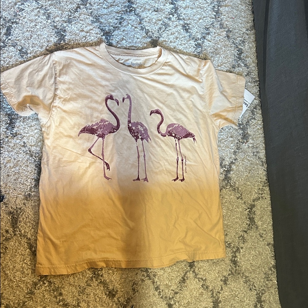Jackson Rowe Flamingo Print Kids T-Shirt - Tan and Purple